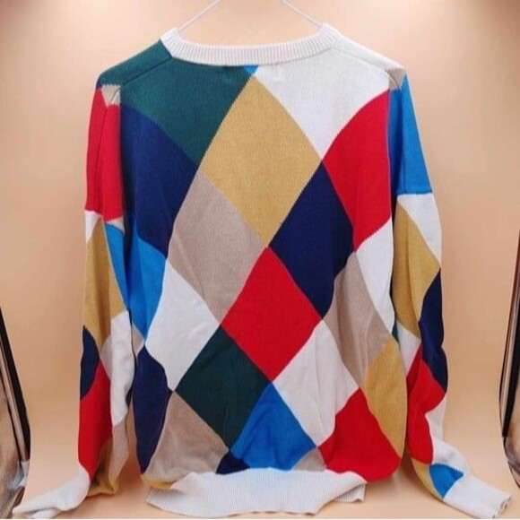 Vtg Lyle & Scott Sweater Diamond Checkered Pattern Golf Long Sleeve Size XXL - Picture 5 of 7